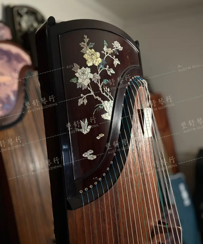 [teaching-like new] Huali 华黎 | East Indian Rosewood 阔叶黄檀 with shell inlay flowers 彩贝国色天香 East Indian Rosewood 阔叶黄檀